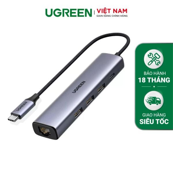 Hub chuyển đổi USB type C to 3×USB 3.0 + RJ45 10/100/1000Mbps Ugreen 20920