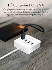 Hub USB 3.0 ra 4 cổng USB 3.0 hỗ trợ nguồn DC 5V/2A dài 0,5-1.5m UGREEN CR118