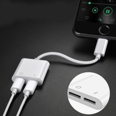 Cáp chuyển đổi tai nghe 2 đầu vừa sạc vừa nghe iphone ipad - jack chuyển đổi tai nghe từ lightning sang 2 cổng lightning