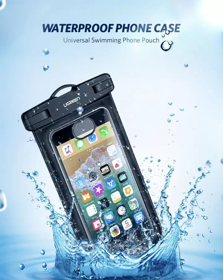 Túi đựng điện thoại chống nước UGREEN 60959 Chống nước cao IPX 8 – Dùng được cho độ sâu 10m, tương thích với màn hình 4 – 6.5inch
