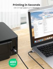 Cáp máy in USB A sang USB B UGREEN US369 – Tốc độ truyền tải 480Mbps – Sử dụng rộng rãi cho máy Fax máy in…