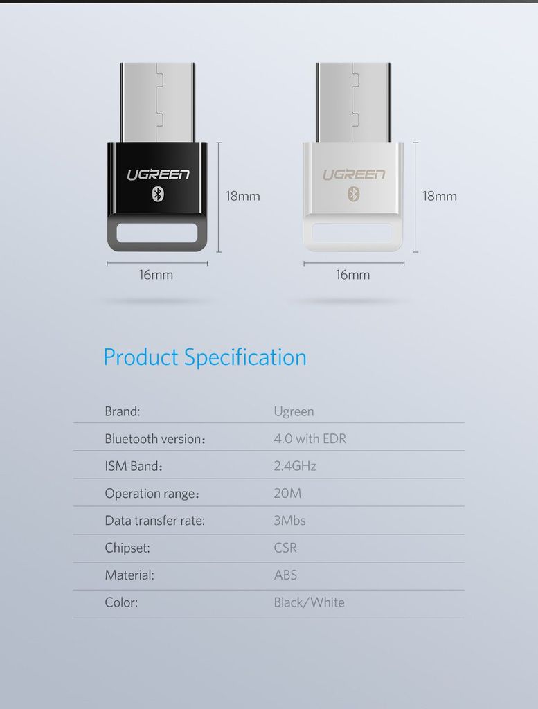 USB Bluetooth Ugreen US192 hỗ trợ Qualcomm® aptX™