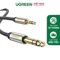 Cáp âm thanh 3.5mm ra 6.35mm UGREEN AV127 – Truyền tải âm thanh Hifi chất lượng cao – Đầu nối mạ vàng, vỏ bện chống rối