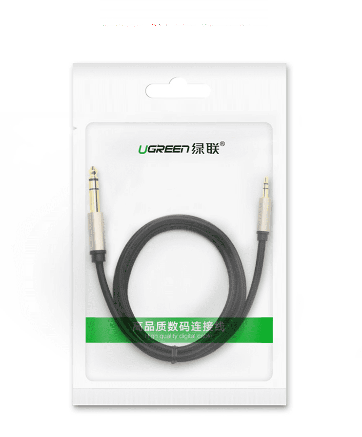 Cáp âm thanh 3.5mm ra 6.35mm UGREEN AV127 – Truyền tải âm thanh Hifi chất lượng cao – Đầu nối mạ vàng, vỏ bện chống rối