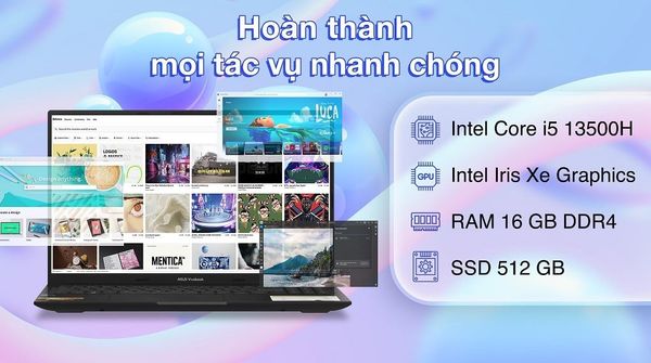 Laptop - Máy tính xách tay Asus Vivobook 15 OLED A1505VA L1341W - i5 13500H/16GB/512GB/Chuột/Win11