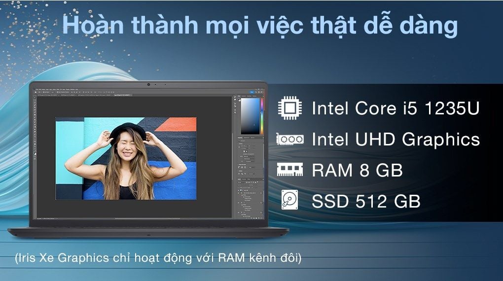 Máy tính xách tay Dell Inspiron 15 3520, i5-1235U, Ram 8GB, 512GB SSD, KYHD, Intel Iris Xe Graphics, 15.6