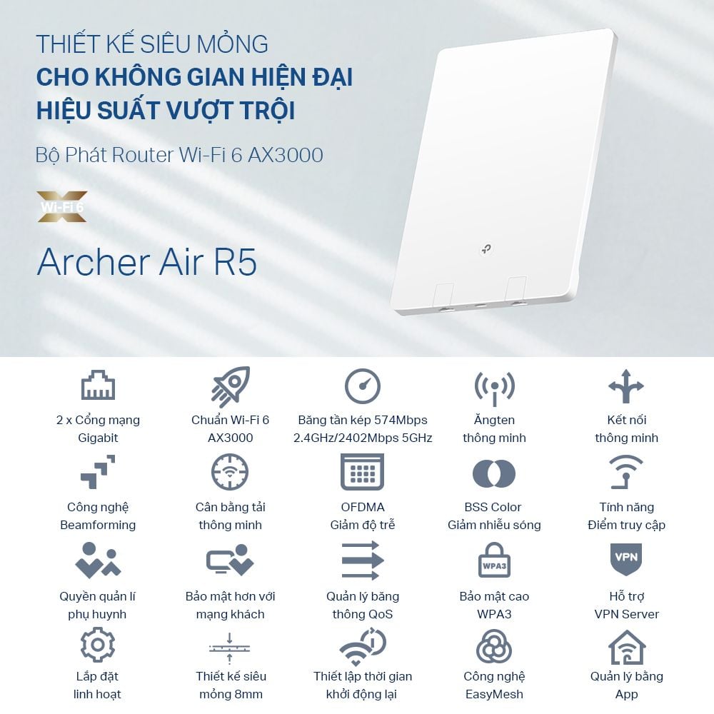 Router Wifi Tp-Link AX3000 Archer Air R5 (1 Pack)
