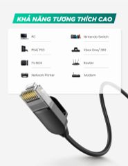 Cáp mạng Cat6 10Gbps tròn UGREEN NW122 Truyền tải tốc độ nhanh lên đến 10Gbps - Băng thông 500MHZ