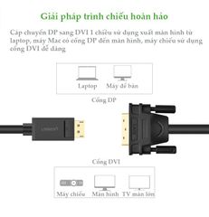 Dây cáp DisplayPort đực sang DVI-D (24+1) đực hỗ trợ 1920×1200 dài 1-8M UGREEN DP103