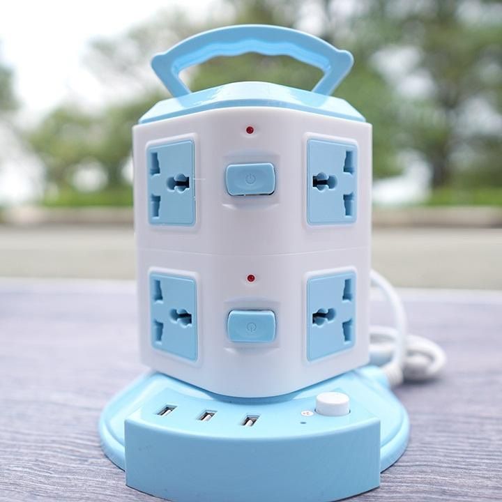 Ổ cắm điện đa năng 2 tầng, có 8 ổ cắm & 3 cổng USB cực tiện lợi, có công tắc an toàn