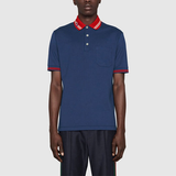  Áo Polo Nam Gucci Cotton Piquet 'Navy' 