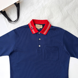  Áo Polo Nam Gucci Cotton Piquet 'Navy' 