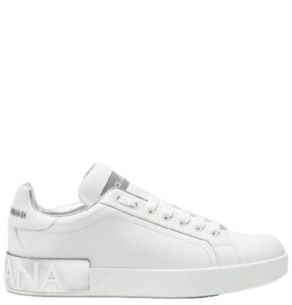  Giày Nữ Dolce & Gabbana Calfskin Nappa Portofino Sneakers 'Silver' 