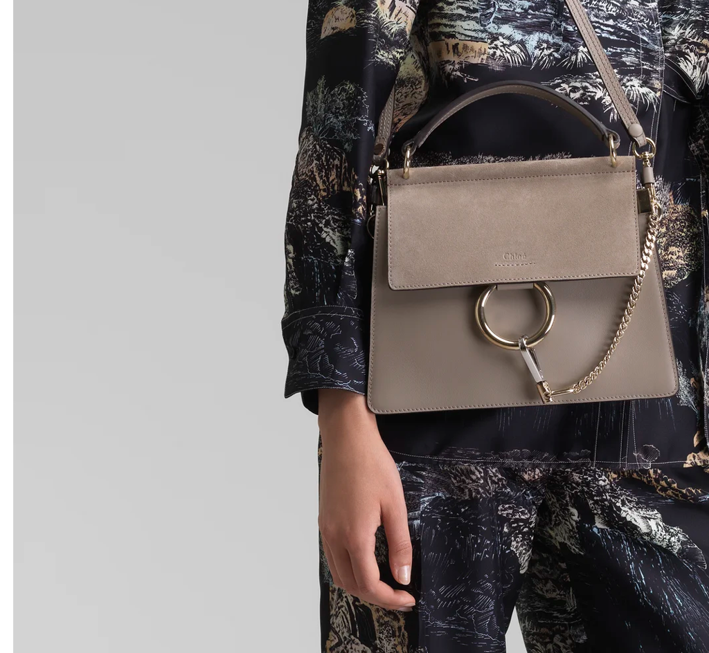 Túi Nữ Chloe Faye Small Bag In Smooth Suede Calfskin 'Tan' 