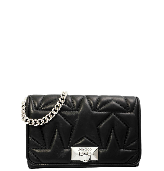  Túi Nữ Jimmy Choo Helia Quilted Clutch With Chain Strap 'Black' 