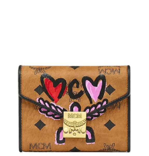  Ví Nữ MCM Valentine’s Day Upcycling Project Trifold Wallet in Visetos 'Cognac' 