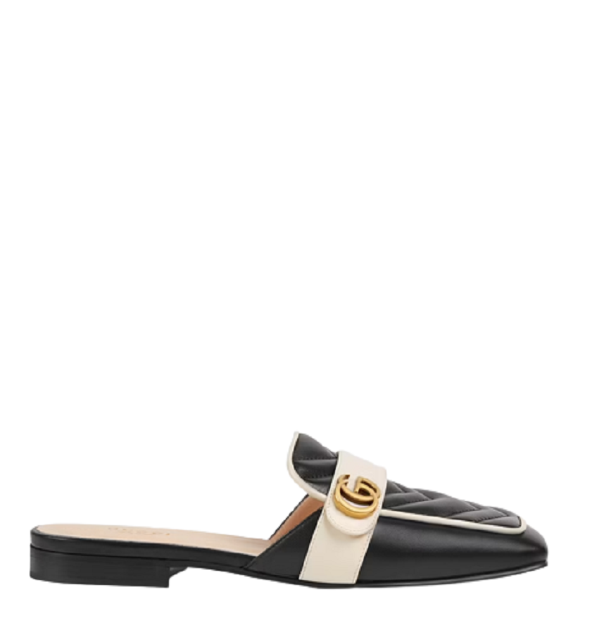  Giày Nữ Gucci Slipper With Double G Leather 'Black' 