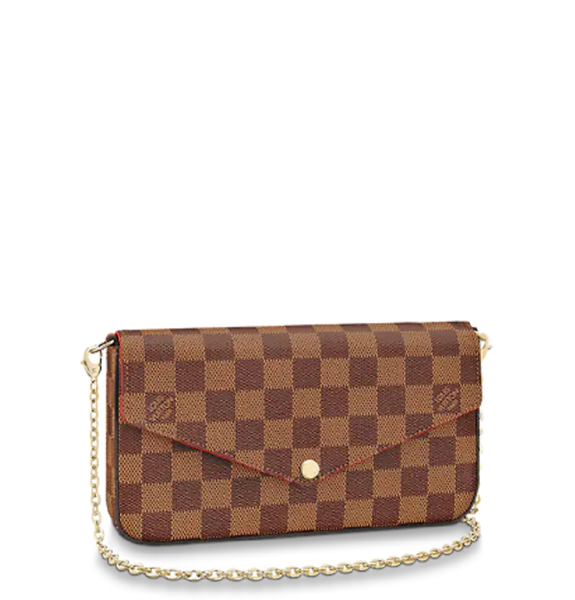  Túi Nữ Louis Vuitton Pochette Felicie Damier Ebene Cerise Red 