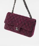  Túi Nữ Chanel Classic Handbag 'Dark Pink Black Silver' 