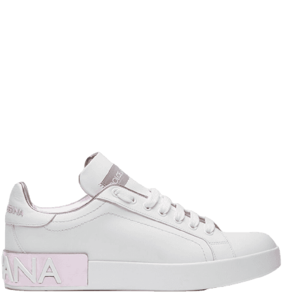  Giày Nữ Dolce & Gabbana Calfskin Nappa Portofino Sneakers 'White Pink' 