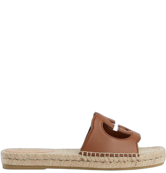  Dép Nam Gucci Interlocking G Cut-Out Slide Espadrille 'Brown' 