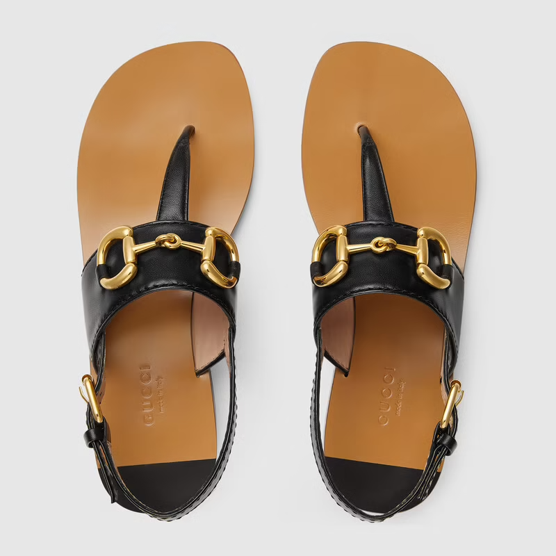  Dép Nữ Gucci Sandal With Horsebit  Leather 'Black' 