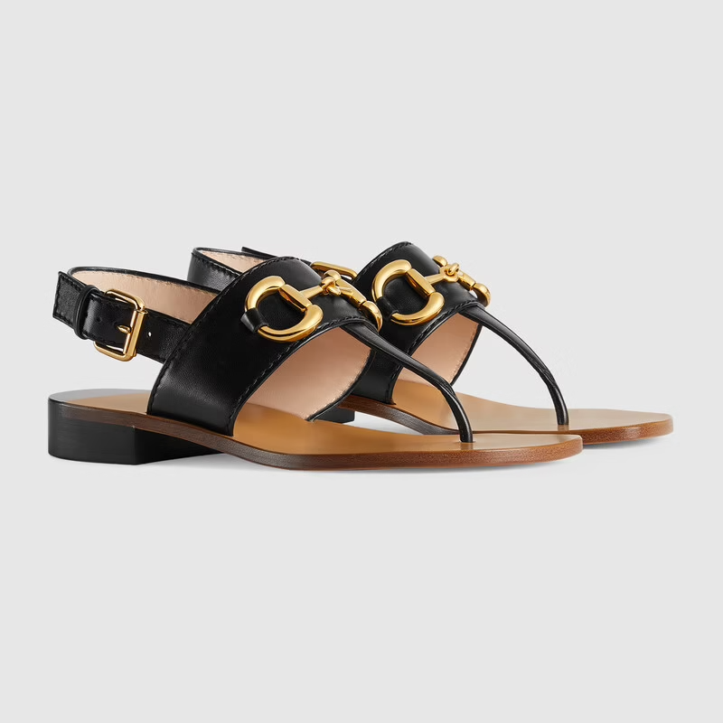  Dép Nữ Gucci Sandal With Horsebit  Leather 'Black' 