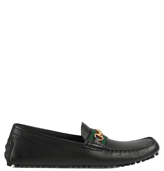  Giày Nam Gucci Moccasin Driver With Web 'Black Leather' 
