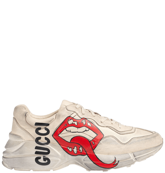  Giày Nam Gucci Rhyton With Mouth Print 'White Leather' 