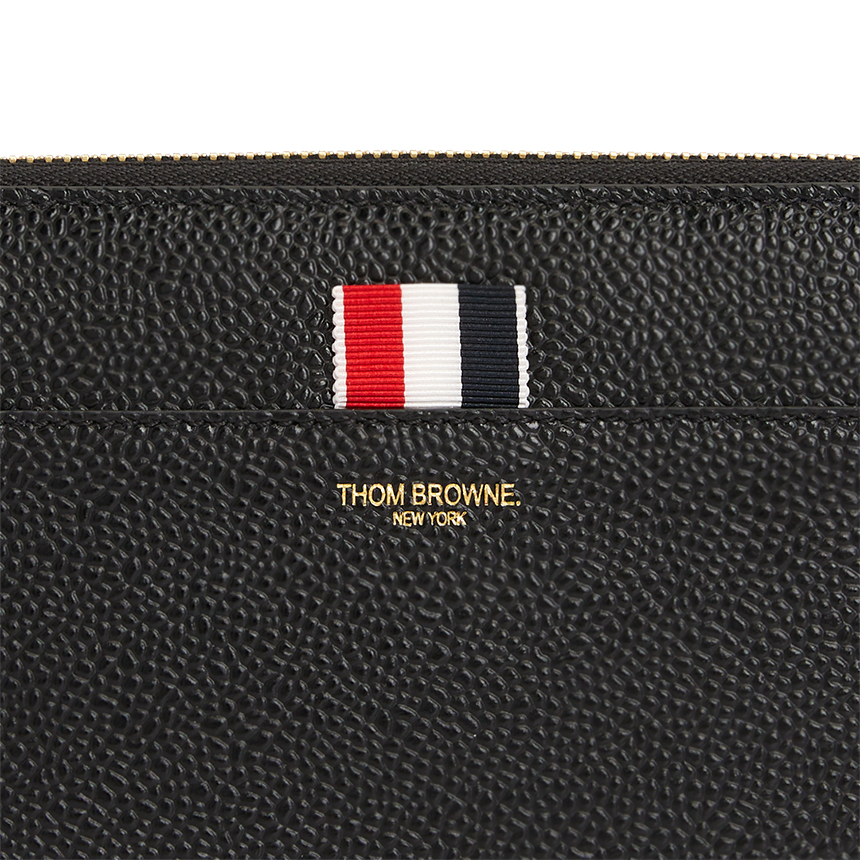 Thom Browne｜LONG WALLETS (FAW098A 00198 001) Thom Browne Pebble Grain Leather Wide RWB Grosgrain Flap
