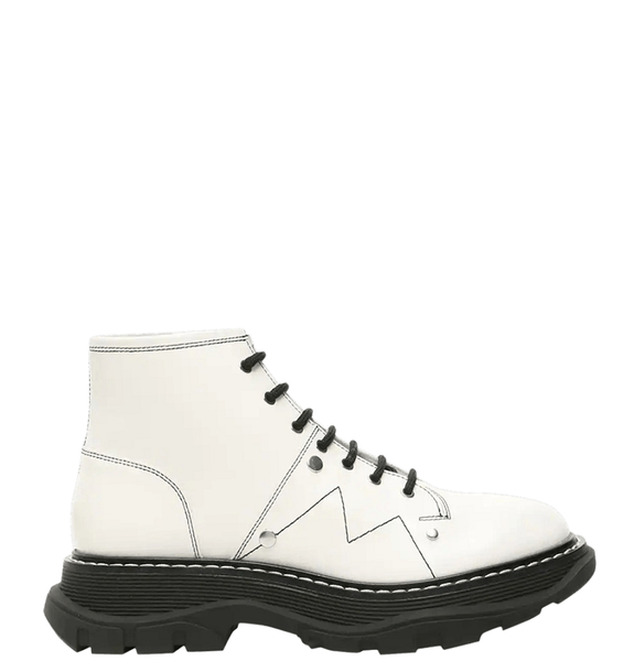  Giày Nữ Alexander McQueen Tread Slick Lace Up 'Ivory Black' 
