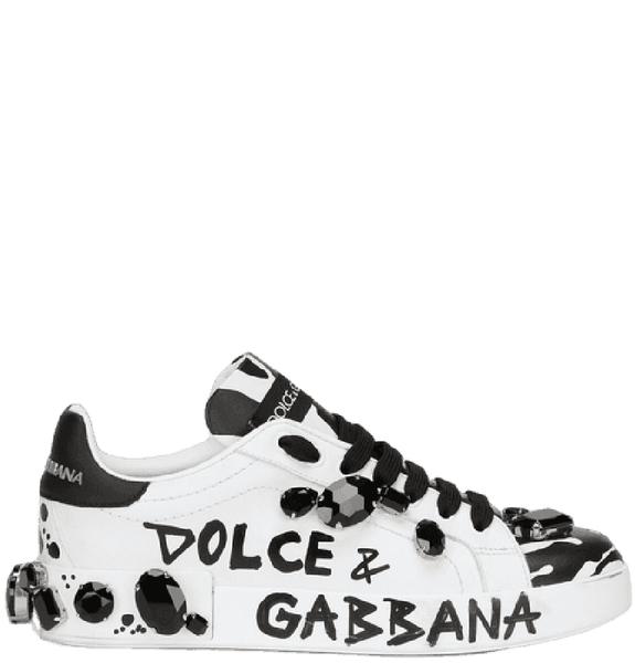  Giày Nữ Dolce & Gabbana Calfskin Portofino Sneakers With Embroidery 'Multicolor' 