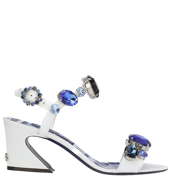  Giày Nữ Dolce & Gabbana Patent Leather Sandals Low 'Blue' 