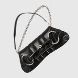  Túi Nữ Gucci Horsebit Chain Medium Shoulder Bag 'Black' 