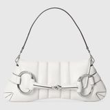  Túi Nữ Gucci Horsebit Chain Medium Shoulder Bag 'White' 