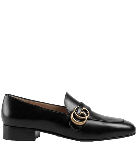  Giày Nữ Gucci Leather Loafer Double G 'Black Leather' 