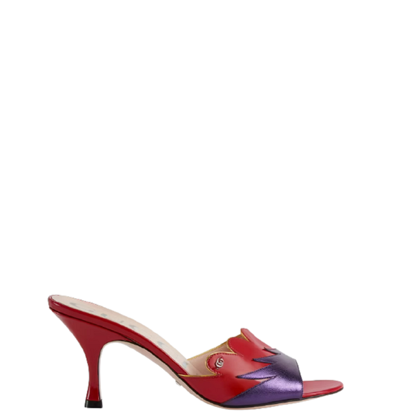  Giày Nữ Gucci Scalloped Slide Sandal 'Red Purple' ‎ 