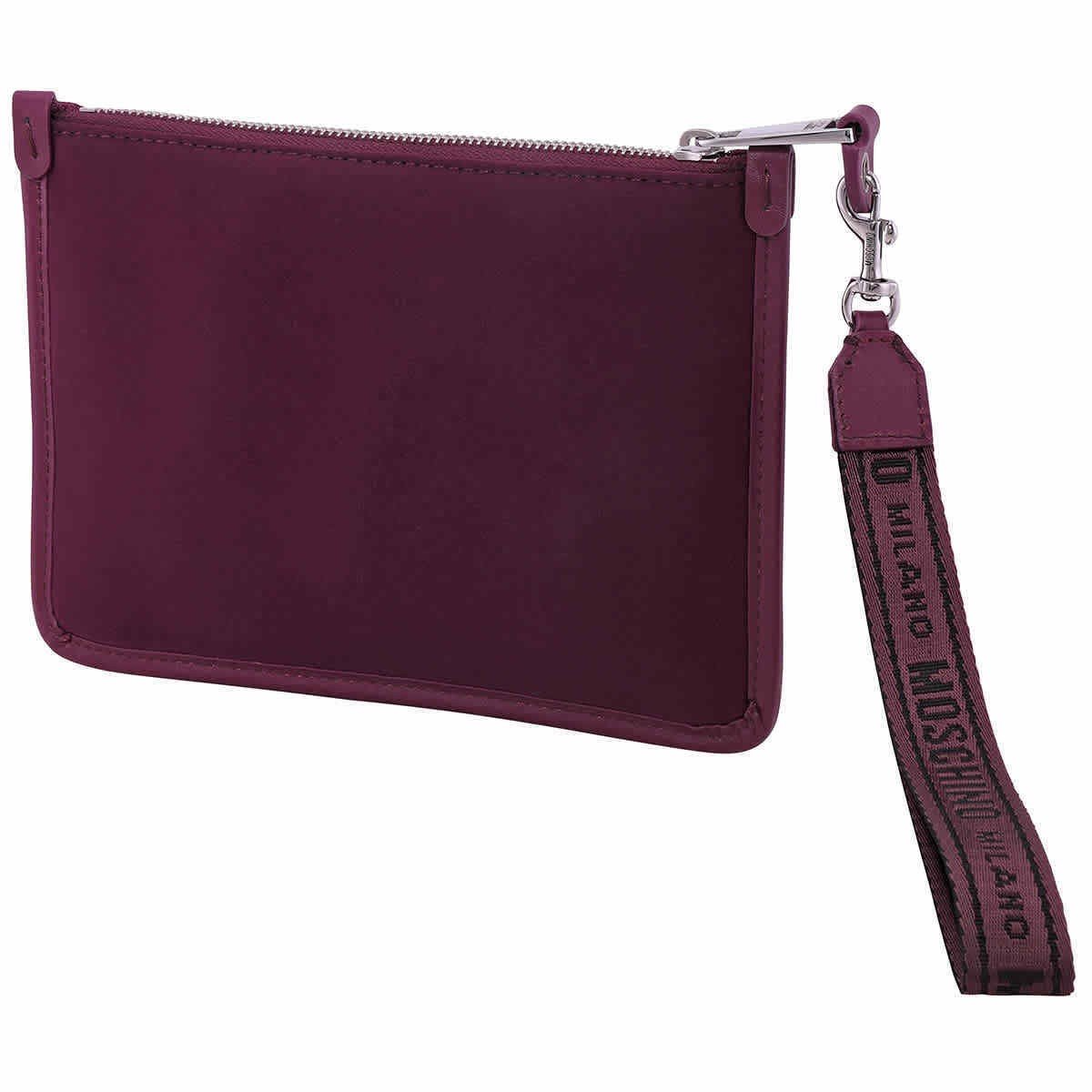  Túi Nữ Moschino Logo Embroidery Neoprene Clutch 'Purple' 