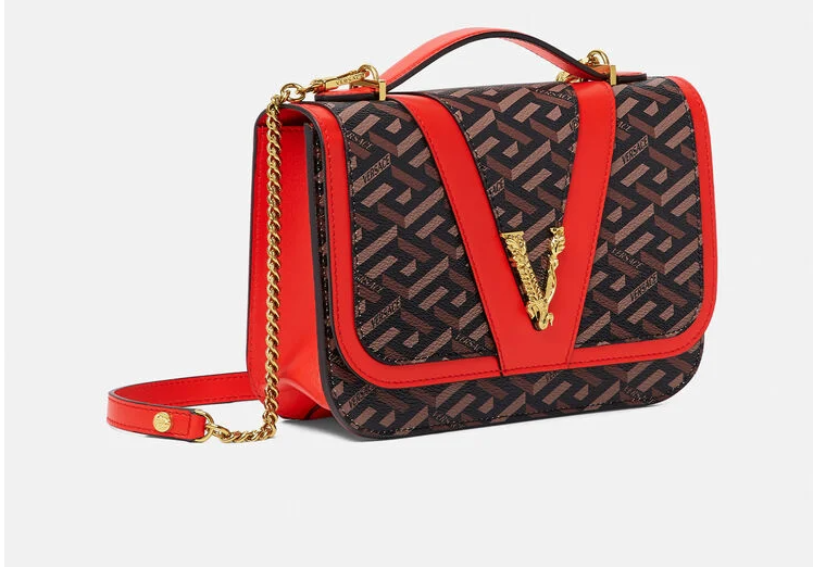  Túi Nữ Versace Virtus La Greca 'Red Brown' 