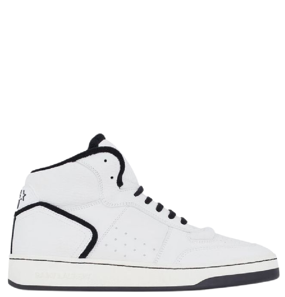  Giày Nam Saint Laurent SL80 Mid-Top Sneakers Smooth Grained Leather 'White' 