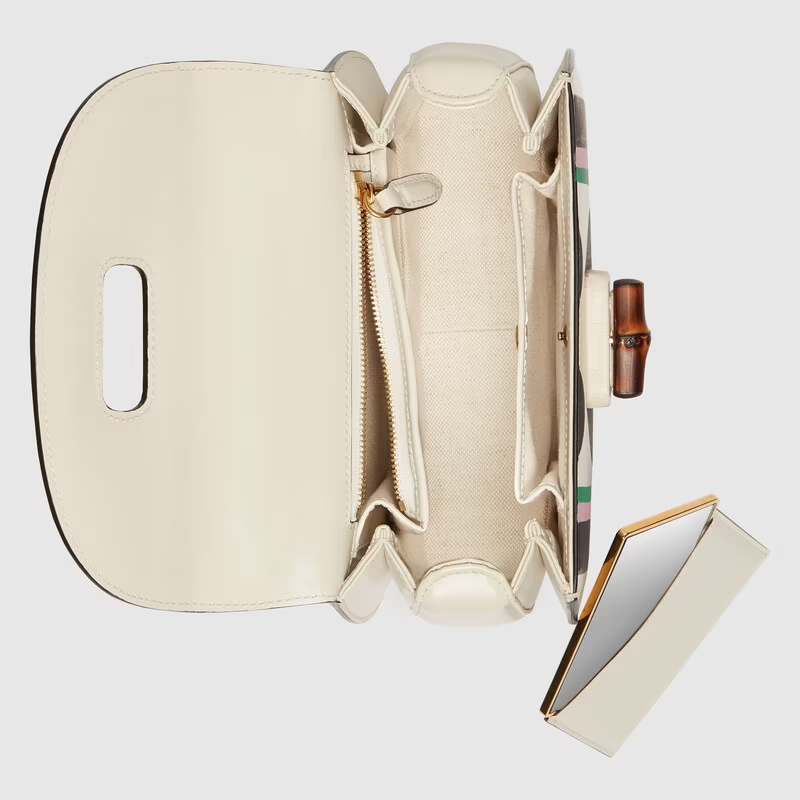  Túi Nữ Gucci Small Top Handle With Bamboo 'White Leather' ‎ 
