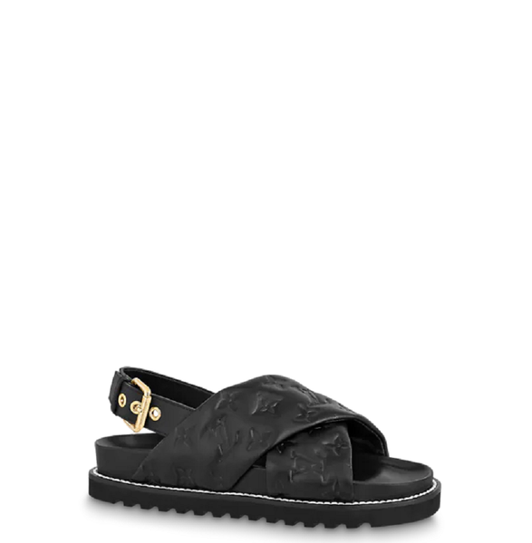  Dép Nữ Louis Vuitton Paseo Flat Comfort Sandals Black 