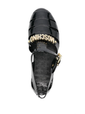  Dép Moschino Logo-Plaque Sandals 'Gold Black' 