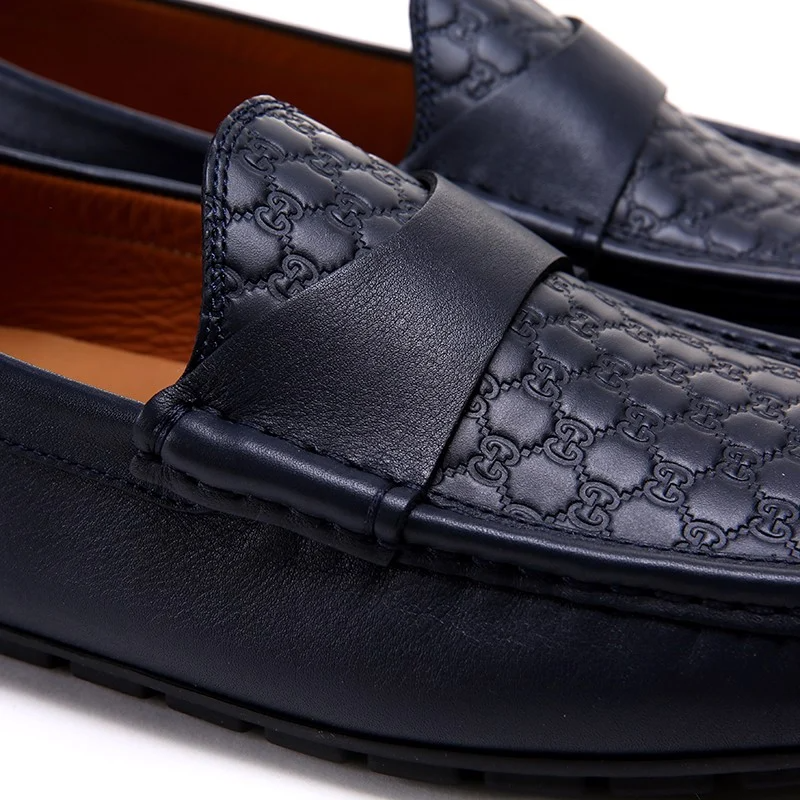  Giày Nam Gucci Micro Sima 'Black Leather' 