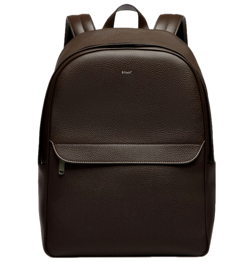  Balo Bally Oeden Backpack In Leather 'Ebano' 