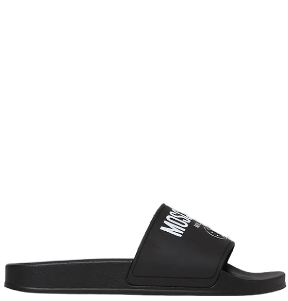  Dép Nam Moschino Milano Slides 'Black' 
