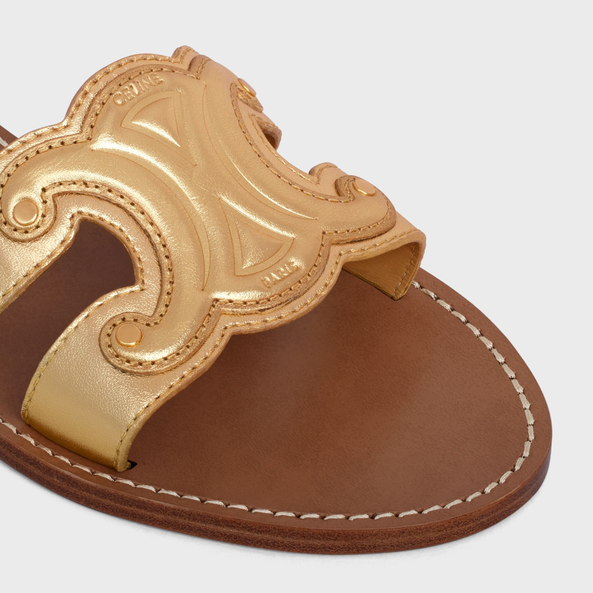  Dép Nữ Celine Triomphe Mule 'Gold' 
