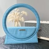  Túi Nữ Jacquemus Le Sac Rond 'Croco Blue' 