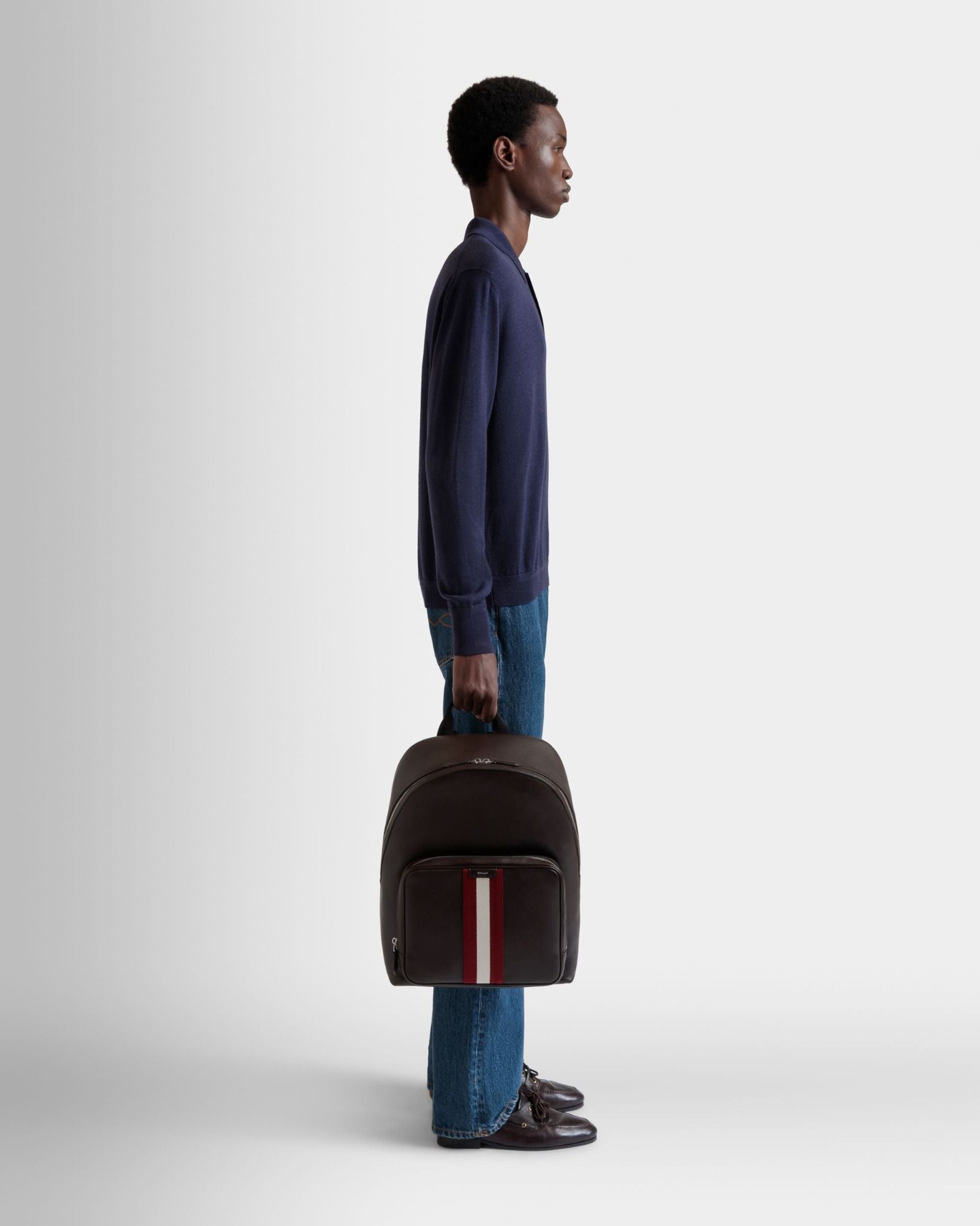  Balo Bally Code Backpack In Ebano Leather 'Brown' 