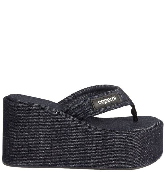  Dép Nữ Coperni Denim Branded Wedge Sandal 'Navy' 